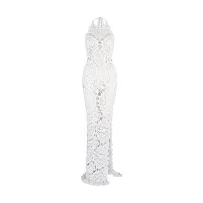 Karna Ramsay Women's Victoria Handmade  White Crochet Dress