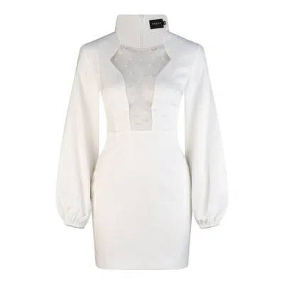 Karna Ramsay Women's White Pearl Mesh Paris Dress