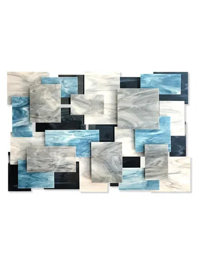 Karo Studios Arctic Abstract Glass & Metal Wall Sculpture In Blue