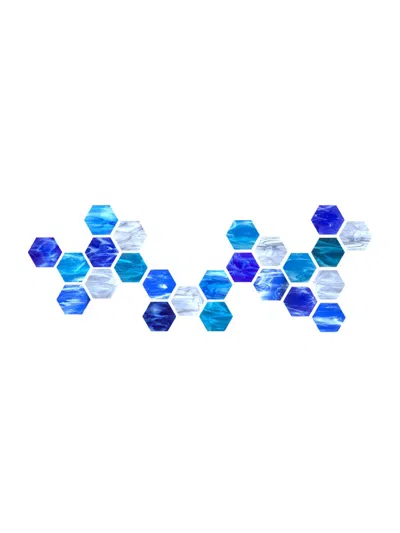 Karo Studios Block Series 25-piece Water Hexagonal Glass Wall Sculpture In Blue