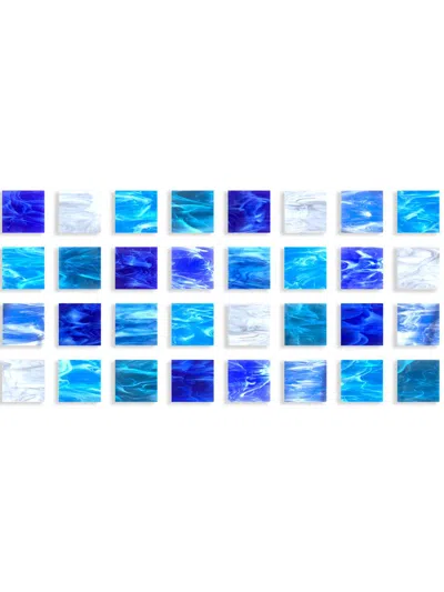 Karo Studios Block Series 32-piece Water Glass Wall Sculpture In Blue