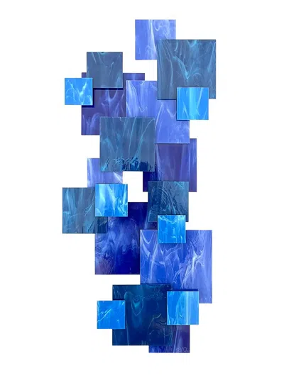 Karo Studios Cascade Glass & Steel Wall Sculpture In Blue