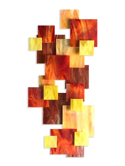 Karo Studios Sunset Vertical Glass Wall Sculpture In Red