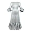 Karolina Ozolinsiute Women's Cher Silver Maxi Party Dress In Gray