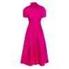 Karolina Ozolinsiute Women's Pink / Pink / Purple Rose Fuchsia Pink Maxi Shirt Dress With Bow In Multi