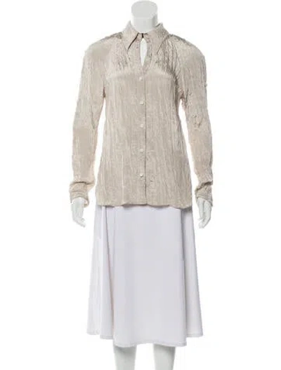 Pre-owned Karolina Zmarlak Brise Soleil Satin Button-up Top In Neutral