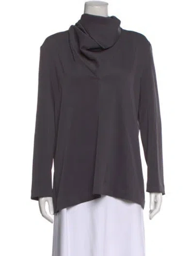 Pre-owned Karolina Zmarlak Cowl Neck Long Sleeve Top In Gray