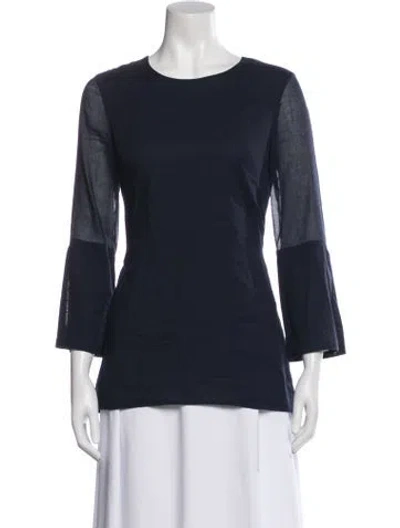Pre-owned Karolina Zmarlak Crew Neck Three-quarter Sleeve Top In Blue