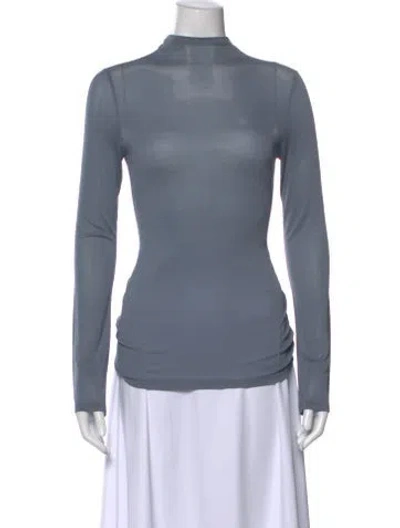 Pre-owned Karolina Zmarlak Mock Neck Long Sleeve Top In Blue