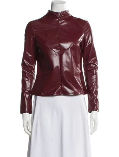 Pre-owned Karolina Zmarlak Mock Neck Long Sleeve Top In Burgundy