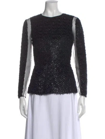 Pre-owned Karolina Zmarlak Patterned Crew Neck Top In Black