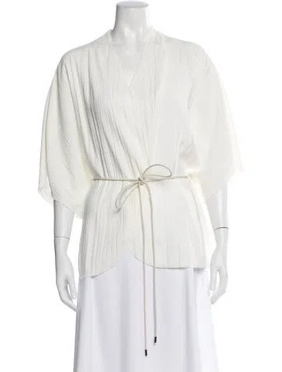 Pre-owned Karolina Zmarlak Raw-edge Trim Robe In White