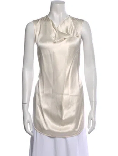 Pre-owned Karolina Zmarlak Silk Asymmetrical Top W/ Tags In Neutral