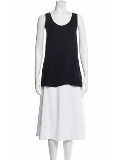 Pre-owned Karolina Zmarlak Silk Scoop Neck Top In Blue