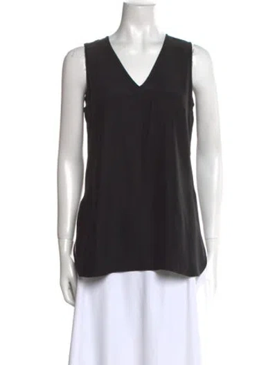 Pre-owned Karolina Zmarlak Silk V-neck Top In Black