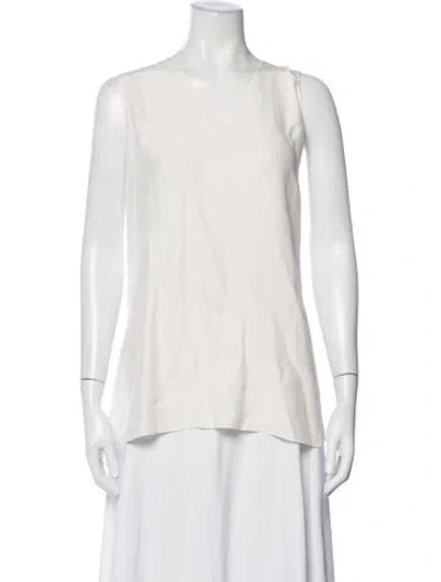 Pre-owned Karolina Zmarlak Silk V-neck Top In White