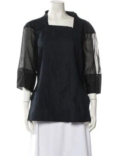 Pre-owned Karolina Zmarlak Square Neckline Three-quarter Sleeve Blouse In Black