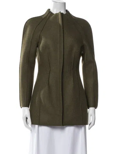 Pre-owned Karolina Zmarlak Virgin Wool Coat In Green