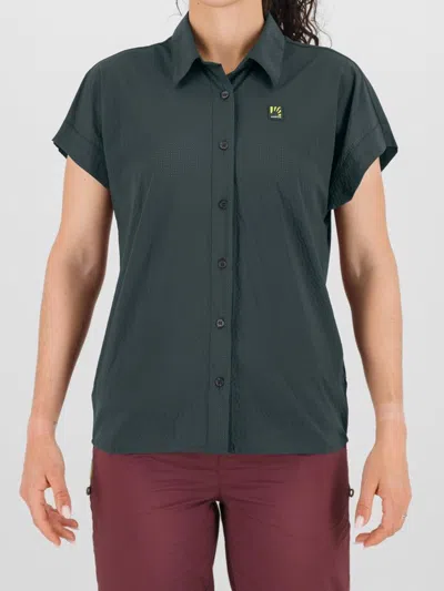 Karpos Salatis W Buttoned Short-sleeve Top In Gray