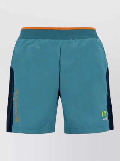 Karpos Technical Shorts Elastic Waistband Contrast Panels In Blue