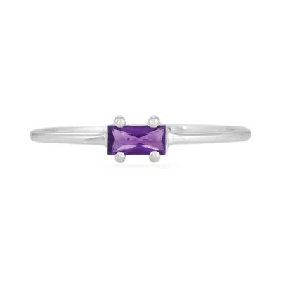 Karrah Jewellery Women's Amethyst Baguette Ring - Sterling Silver In Gray