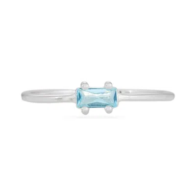 Karrah Jewellery Women's Aquamarine Baguette Ring - Sterling Silver In Multi