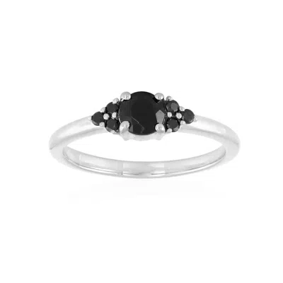 Karrah Jewellery Women's Black / Silver Cluster Black Spinel Ring Sterling Silver In Multi