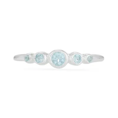 Karrah Jewellery Women's Blue / Silver Graduated Sky Blue Topaz Ring - Sterling Silver In Multi