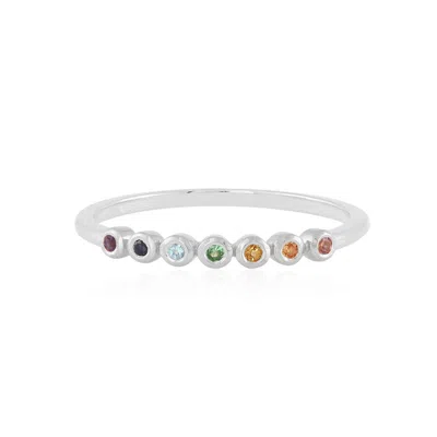 Karrah Jewellery Women's Blue / Silver Rainbow Gemstone Ring Sterling Silver In Multi