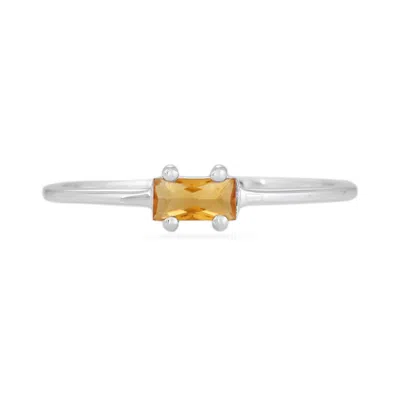 Karrah Jewellery Women's Citrine Baguette Ring - Sterling Silver In Gray