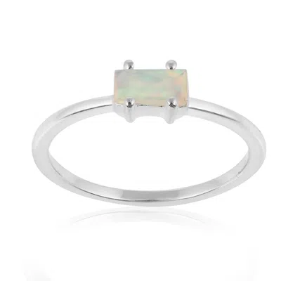 Karrah Jewellery Women's Ethiopian Opal Baguette Ring - Sterling Silver