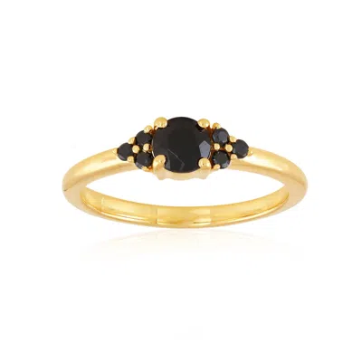 Karrah Jewellery Women's Gold / Black Cluster Black Spinel Ring Gold Vermeil In Multi