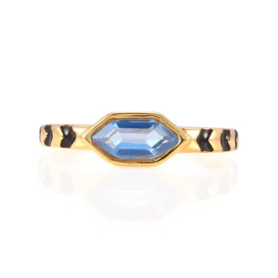 Karrah Jewellery Women's Gold / Blue / Black Mina Hexagon Blue Topaz Ring Gold Vermeil