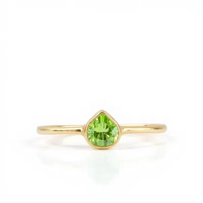Karrah Jewellery Women's Gold / Green Peridot Pear Ring - Gold Vermeil