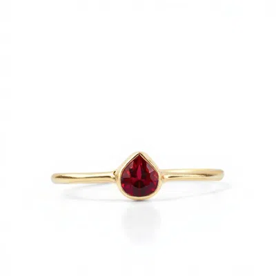 Karrah Jewellery Women's Gold / Red Garnet Pear Ring - Gold Vermeil