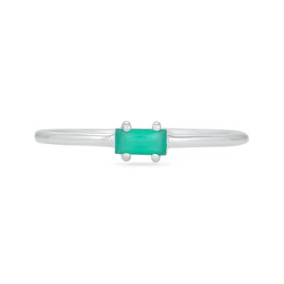 Karrah Jewellery Women's Green Onyx Baguette Ring - Sterling Silver In Multi