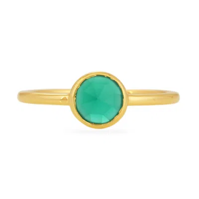 Karrah Jewellery Women's Green Onyx Rose Cut Ring - 18k Gold Vermeil In Multi