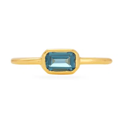 Karrah Jewellery Women's London Blue Topaz Octagon Ring - Gold