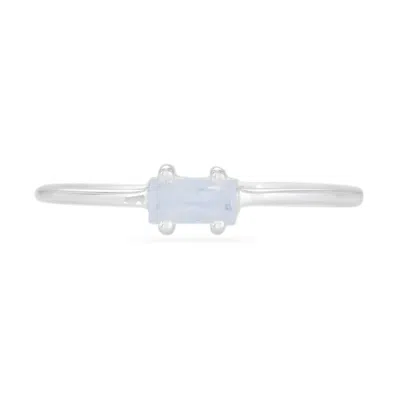 Karrah Jewellery Women's Moonstone Baguette Ring - Sterling Silver In Gray
