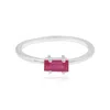 Karrah Jewellery Women's Red / Silver Ruby Baguette Ring - Sterling Silver