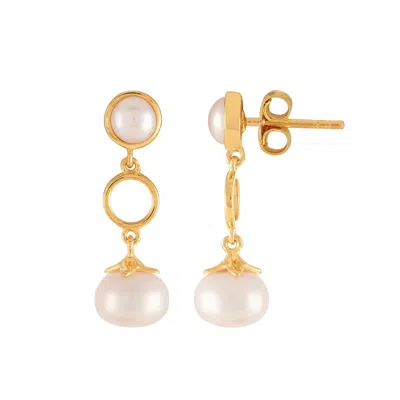 Karrah Jewellery Women's White / Gold Myra Pearl Dangler Earrings Gold Vermeil