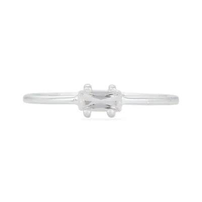 Karrah Jewellery Women's White Topaz Baguette Ring - Sterling Silver In Multi