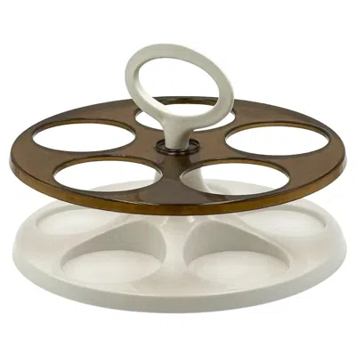 Pre-owned Kartell 1970s Space Age Rotating Bottle Holder In White Plastic Made In Holland