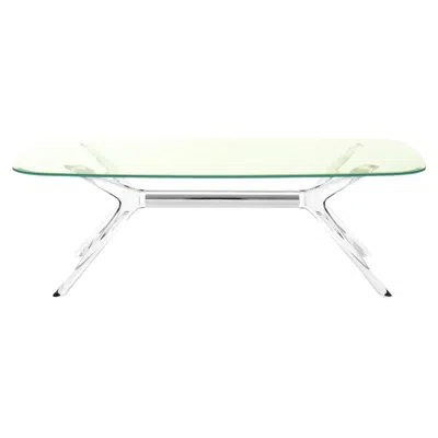 Pre-owned Kartell Blast Rectangle Table In Chrome With Green Top By Philippe Starck