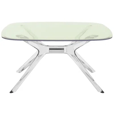 Pre-owned Kartell Blast Square Coffee Table In Chrome With Green Top By Philippe Starck