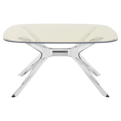 Pre-owned Kartell Blast Square Coffee Table In Chrome With Yellow Top By Philippe Starck