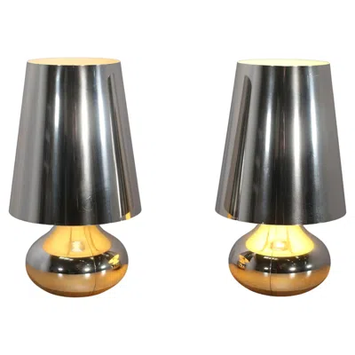 Pre-owned Kartell Cindy Lamps In Silver, Set Of Two In Transparent