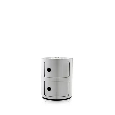 Kartell Componibili 2 Tier Storage Tower In Silver