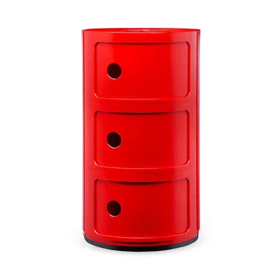 Kartell Componibili Colors 3 Tier Storage Tower In Red