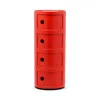 Kartell Componibili Colors 4 Tier Storage Tower In Red